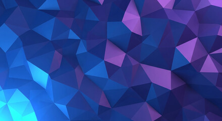 Fototapeta premium Abstract polygonal surface with triangle facets in blue and purple shades, creating a modern and geometric aesthetic, suitable for technology design