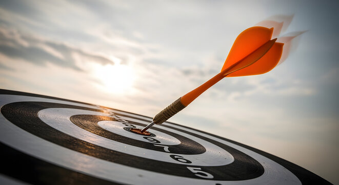 Bullseye achievement with dart on target board