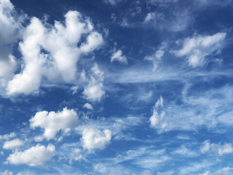Weather clouds and heavenly blue sky