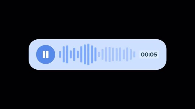 Animated audio message on an isolated background. Message in Messenger or other social media. Alpha channel