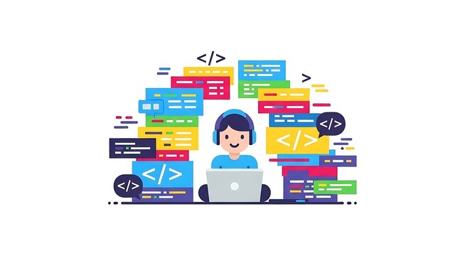 Programmer working on coding project.