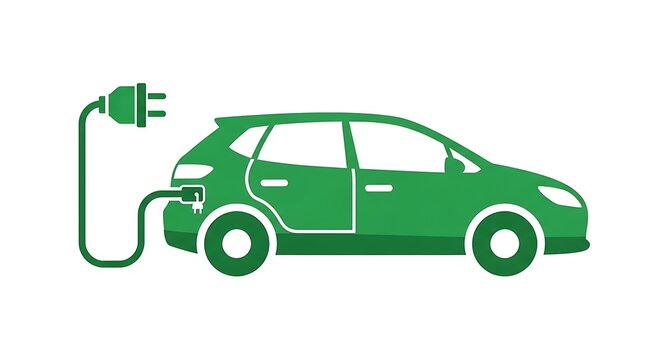 Electric car charging station green.