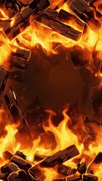 Burning wood/logs create/fire/inferno