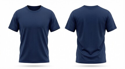 Navy Blue Mesh Crew Neck T-Shirt Mockup Front and Back View © holycityprinting