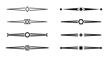 Text separator vector line divider shapes in outline style, decorative typography element © Ayat 04