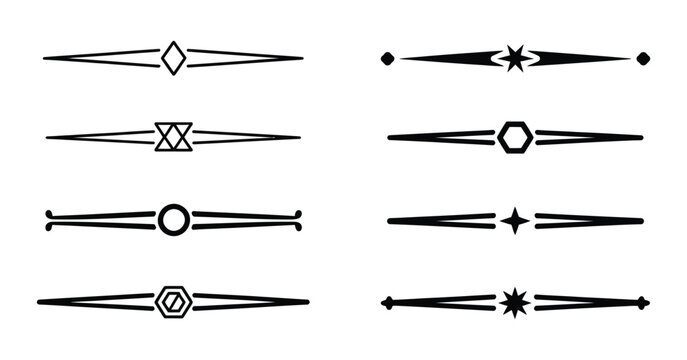 Text separator vector line divider shapes in outline style, decorative typography element