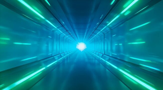 High-Speed Abstract Digital Pathway with Vibrant Light Streaks and Central Glow