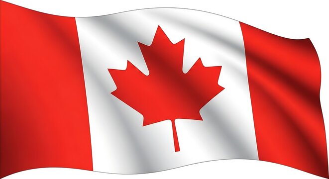 The national flag of canada waving