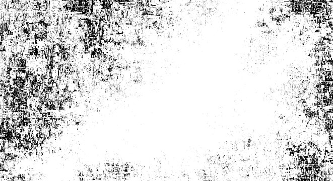 Abstract grunge texture background, black ink splatters on white surface, distressed rough pattern, graphic resource for creative design and artistic projects