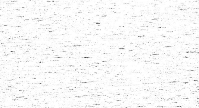Abstract white noise texture with scattered black dots and dashes, subtle digital interference pattern, grunge aesthetic for graphic design backgrounds or overlays