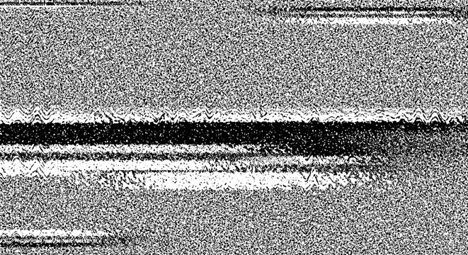 Black and white tv static noise texture with horizontal bars and grainy effect with background texture