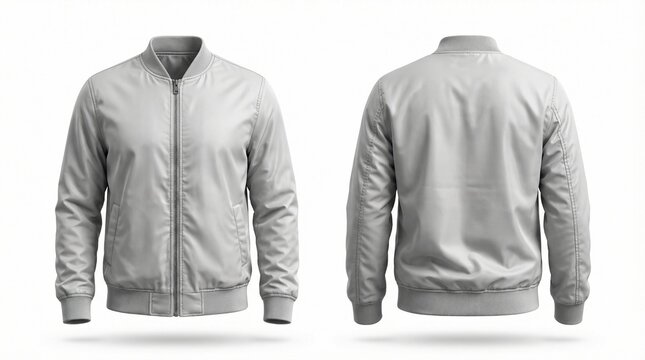 Light Grey Bomber Jacket Mockup Front and Back View