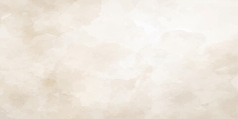 Abstract watercolor background featuring white clouds on a stained vintage paper texture with a worn beige grunge design and aged antique parchment pattern © Sayid