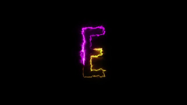 Neon letter E with alpha channel, neon alphabet and letters with transparent background, neon light