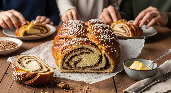 Armenian gata sweet bread butter coriander seeds walnut filling Easter family treat dessert