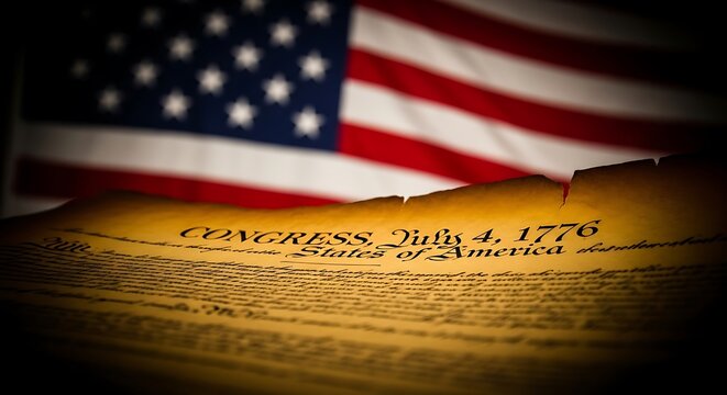 American flag and historic document