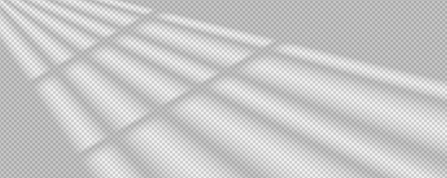 Shadow overlay effect. Reflecting light from window isolated on transparent background Shade jalousie. Reflected shadow on wall. Reflect sun from blind for design mockup.Vector