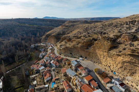 Taskale historic granaries in the town of Turkey Karaman.