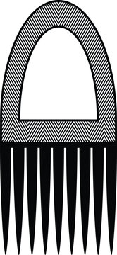 African Vintage Hair Pick Silhouette - Vector Design Illustration
