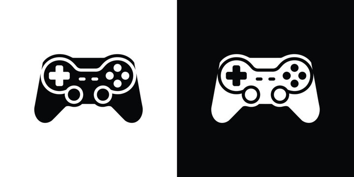 Black and white game controllers on split background