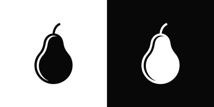 Black and white pear silhouettes on contrasting backgrounds