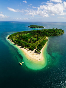 Gili Nanggu Island with White Sand Beach and Turquoise Coral Reef in Lombok