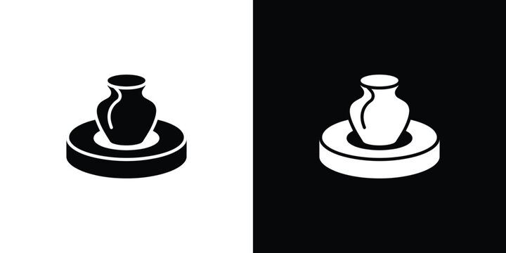 Black and white vase on pottery wheel ceramic