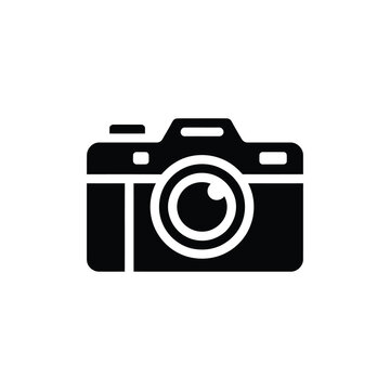 Black camera on white background camera white background