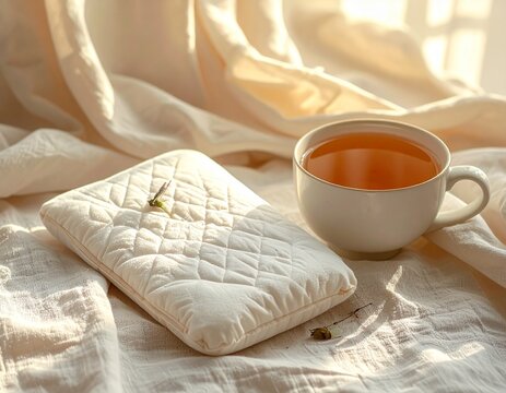 Menstrual Wellness Concept with Heating Pad and Tea