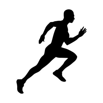 Sprinter Silhouette Running Fast Side Profile Action