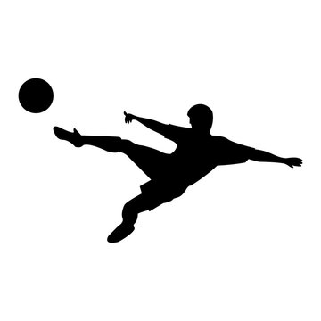 Soccer Player Silhouette Bicycle Kick Overhead Ball