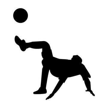 Soccer Player Silhouette Overhead Bicycle Kick Upside Down