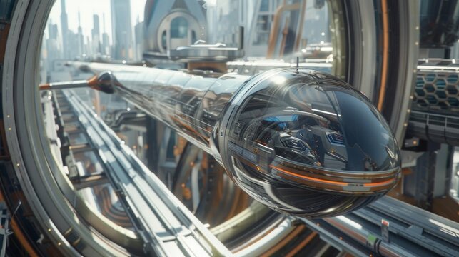 Futuristic Transit: Sleek Pod Car in a Sci-Fi Metropolis