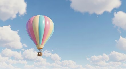 Naklejka premium Hot air balloon flying in sky.