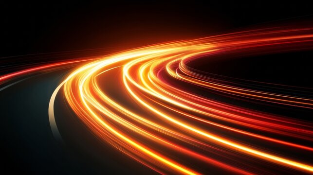 Bright Light Trails Creating Dynamic Motion on Dark Background
