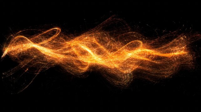 Captivating Abstract Light Trails with Brilliant Orange Sparks