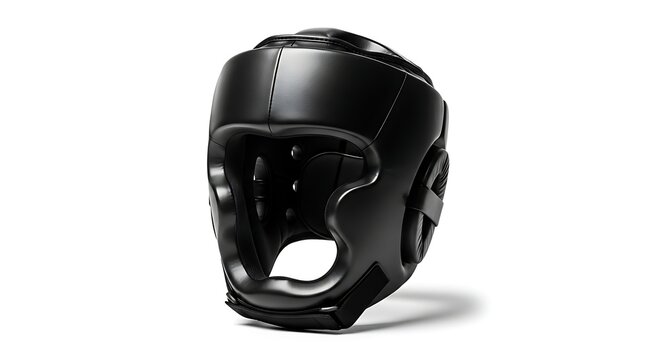 A black boxing headgear offering complete protection for martial arts and combat sports training sessions.