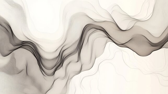 Abstract Flowing Waves in Monochrome Shades of Black and White