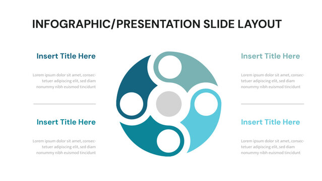 Circular infographic displaying four interconnected steps for a business presentation