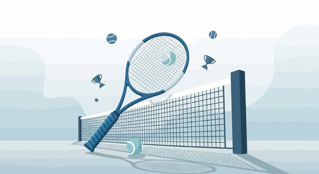 A captivating cartoon illustration capturing the essence and dynamism of the tennis sport