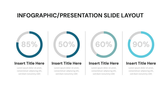 Infographic presentation slide with four percentage circle charts for data