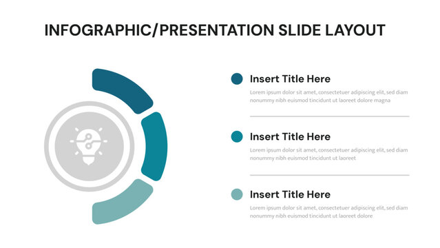 Infographic presenting a three step circular process diagram with an idea lightbulb symbol