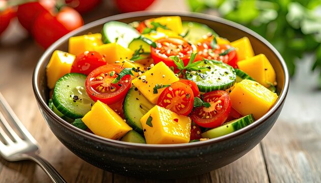 A vibrant bowl filled with fresh vegetables and fruits