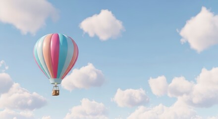 Naklejka premium Colorful hot air balloon flying high.
