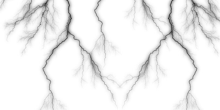 Black Lightning Bolt PNG Asset with Electrical Thunder Strikes Isolated on Transparent Background