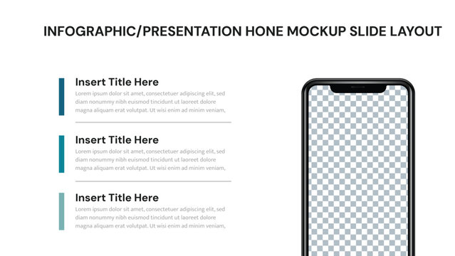 Smartphone device mockup for vertical infographic presentation slide