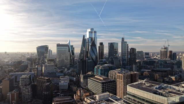 Modern Skyscrapers Dominate City of London Skyline