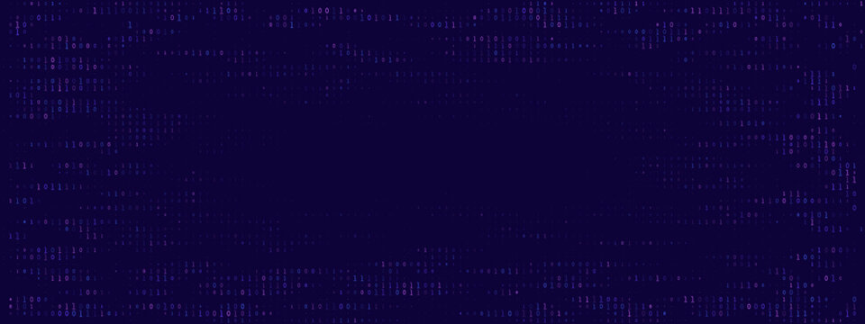 Cybersecurity Data Breach Concept with Binary Code on Dark Blue Background