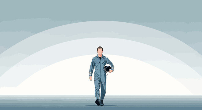 Aviation hero strides confidently after a triumphant sortie showcasing expertise and commitment
