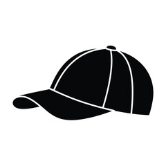 Fototapeta premium A black baseball cap silhouette is shown in profile against a plain background.